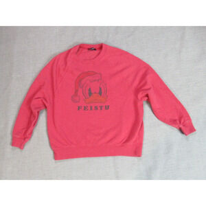 Disney x AE Sweatshirt Womens Size XS Red Donald Duck Feisty Pullover Christmas